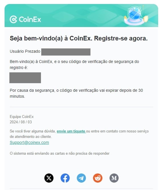 Preencha de acordo com o e-mail recebido o código para seguir com seu cadastro.