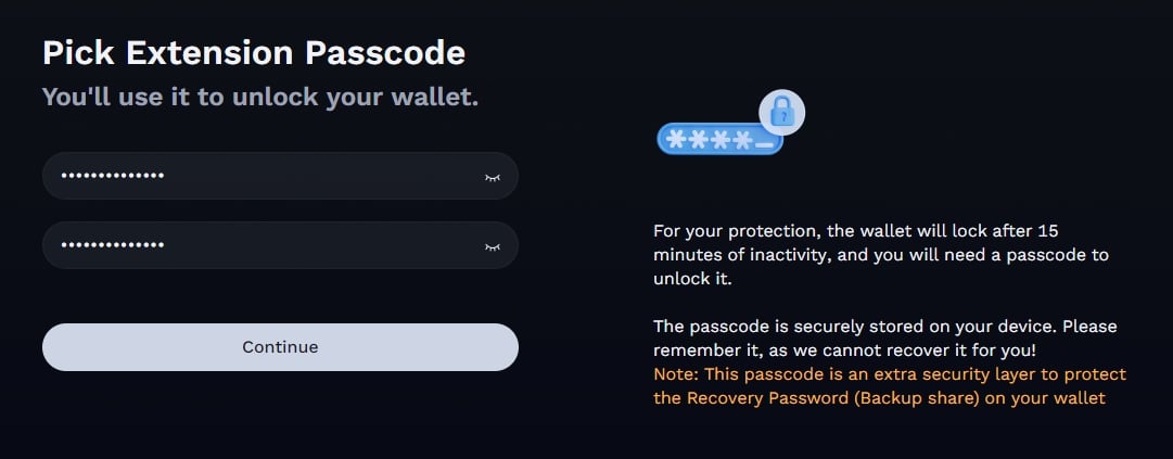 passcode ronin wallet