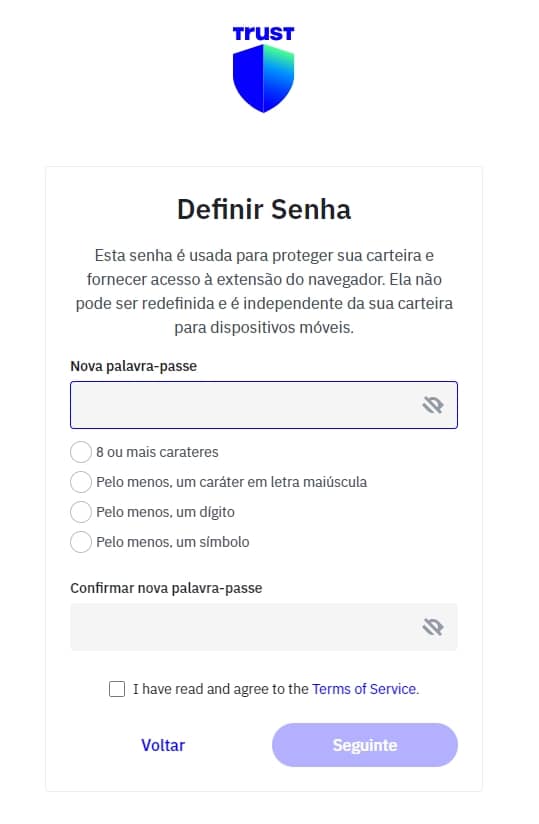 senha trust wallet