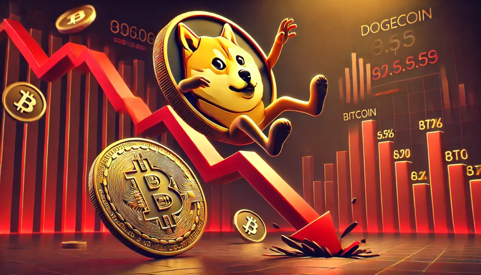 Dogecoin lidera queda no mercado e Bitcoin monitora movimento do dólar